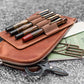Galen Leather Slip-n-Zip 4 Slot Zippered Pen Pouch - Crazy Horse Tan