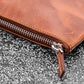 Galen Leather Slip-n-Zip 4 Slot Zippered Pen Pouch - Crazy Horse Tan