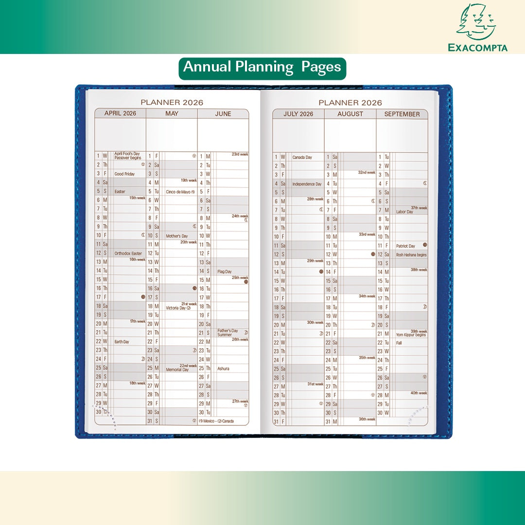 Quo Vadis 2026 Space 17 Weekly Pocket Planner - Texas Blue