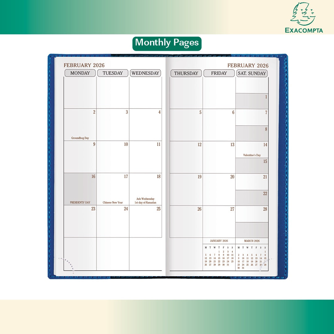 Quo Vadis 2026 Space 17 Weekly Pocket Planner - Texas Blue