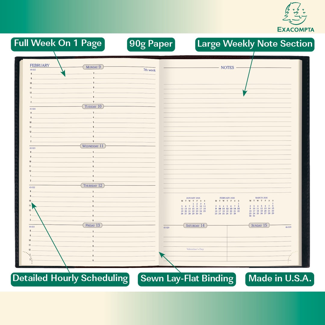 Quo Vadis 2026 Space 24 Weekly Planner with Notes - Texas Blue