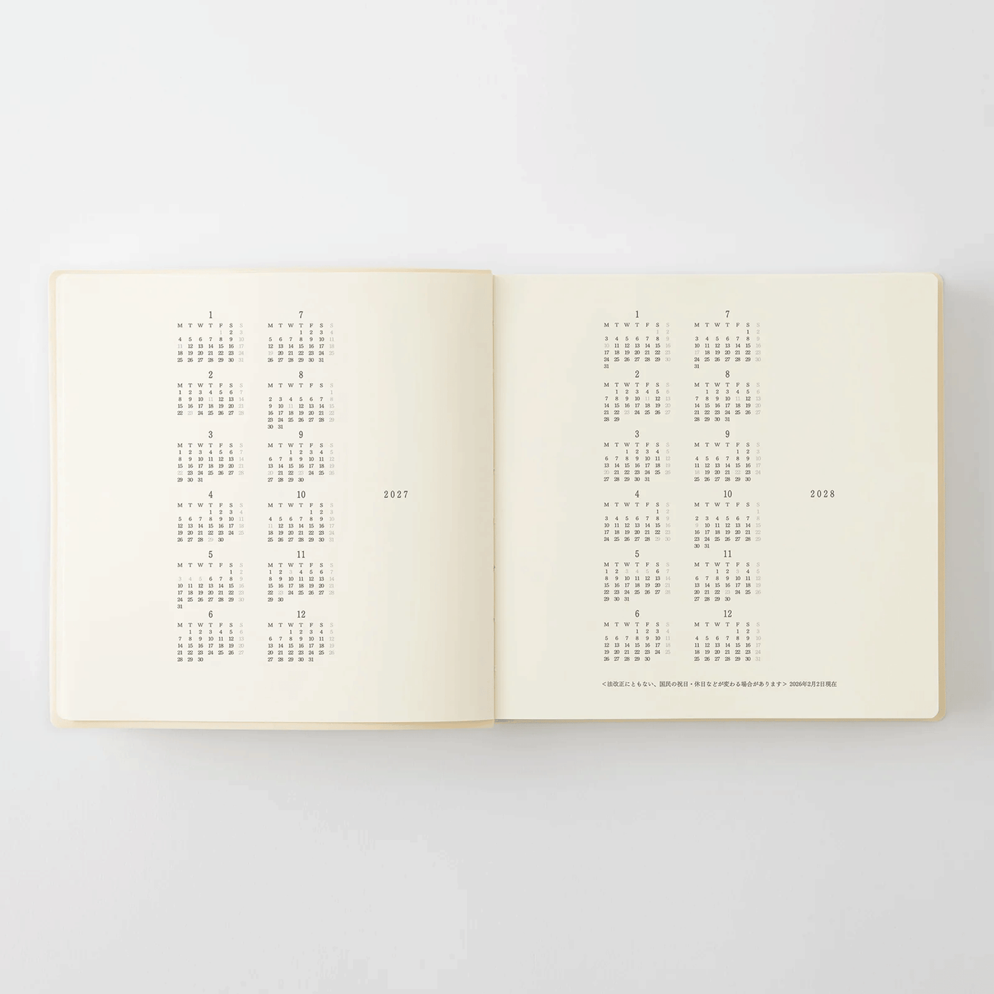 Midori 2027 MD Product Notebook Diary 1 Day 1 Page - A5 Square Size