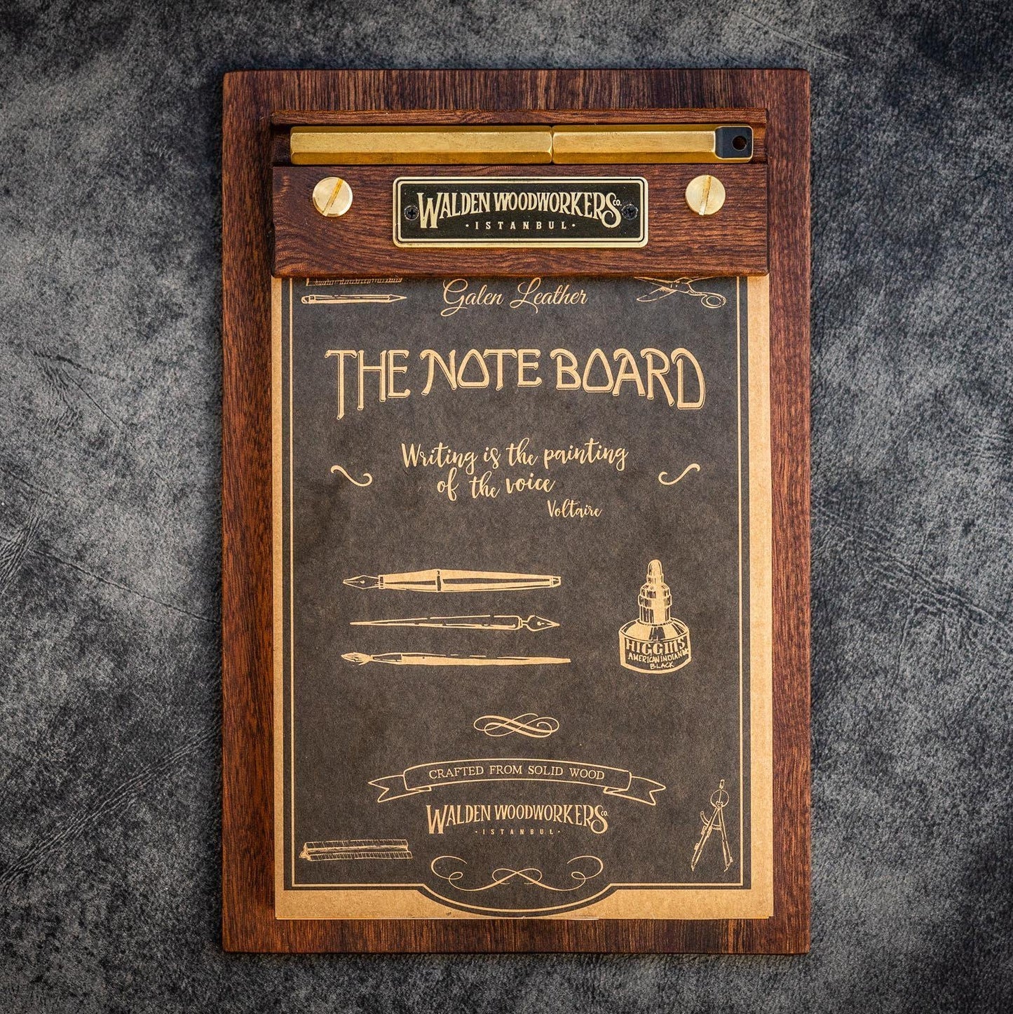 Galen Leather The Note Board Wooden Rhodia Notepad Holder - Mahogany