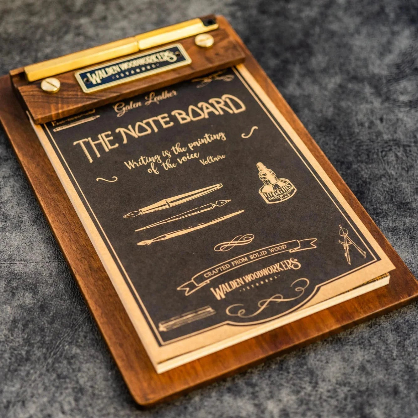 Galen Leather The Note Board Wooden Rhodia Notepad Holder - Walnut