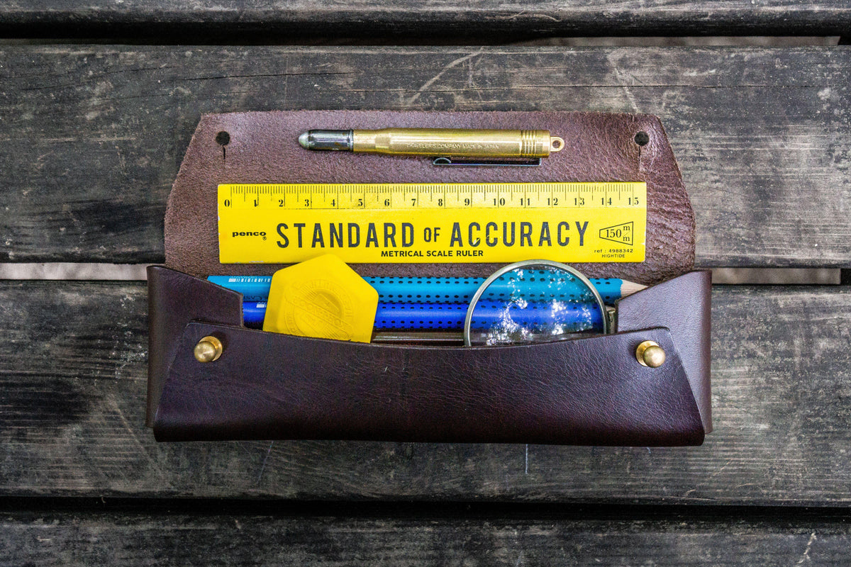 Galen Leather The Student Pencil Case - Dark Brown