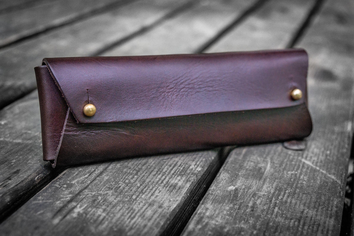 Galen Leather The Student Pencil Case - Dark Brown