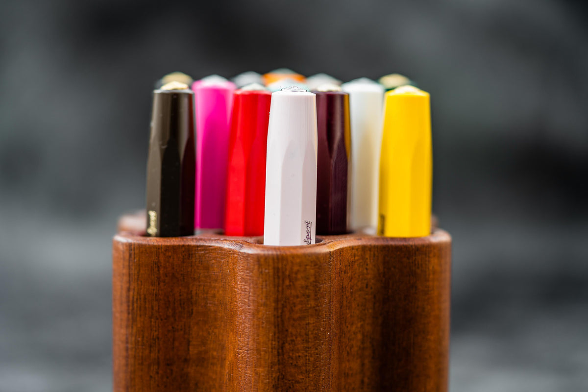 Galen Leather Wooden Tool/Comb Pen and Brush Stand Holder