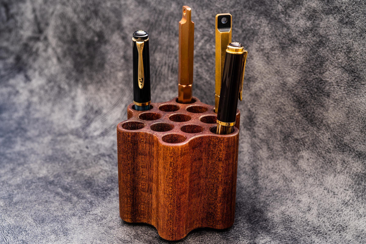 Galen Leather Wooden Tool/Comb Pen and Brush Stand Holder