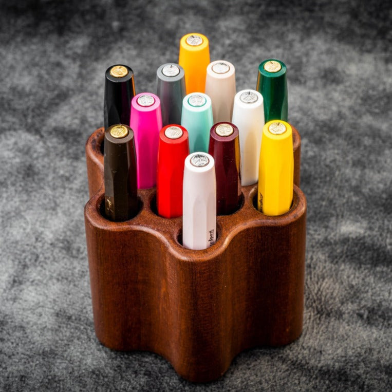Galen Leather Wooden Tool/Comb Pen and Brush Stand Holder