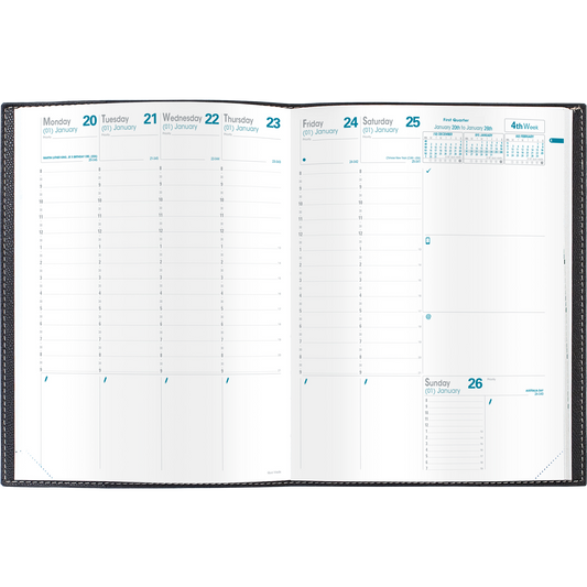 Quo Vadis 2024 Trinote Vertical Weekly Planner with Notes - Texas Blue