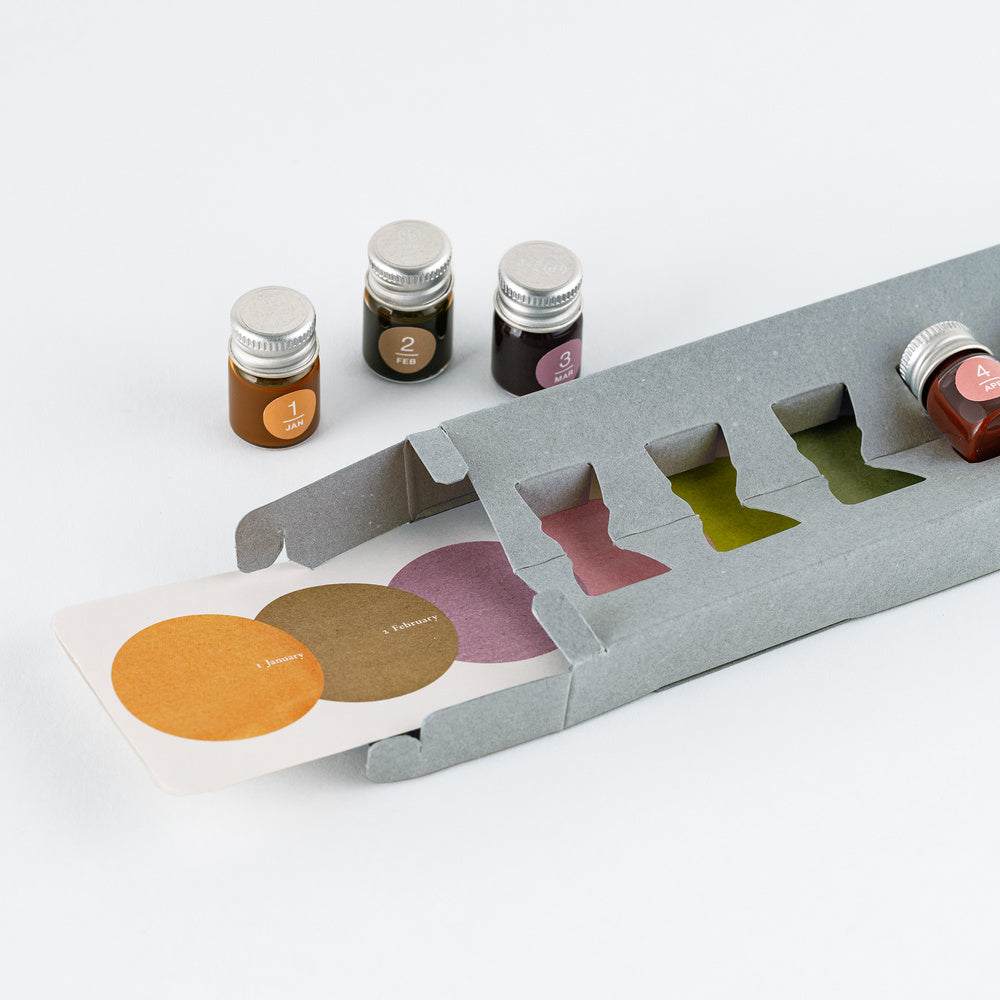 Hobonichi Techo Kakimori x TSUKI no IRO: Mini Ink Bottle Set (Jan-Jun)