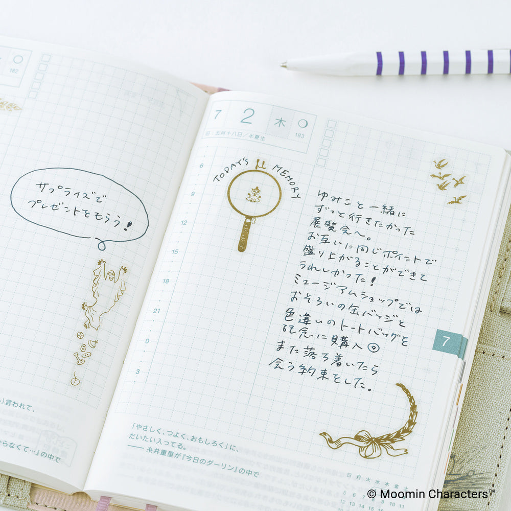 Hobonichi Moomin: Foil-Stamped Clear Stickers (Adventure Log)
