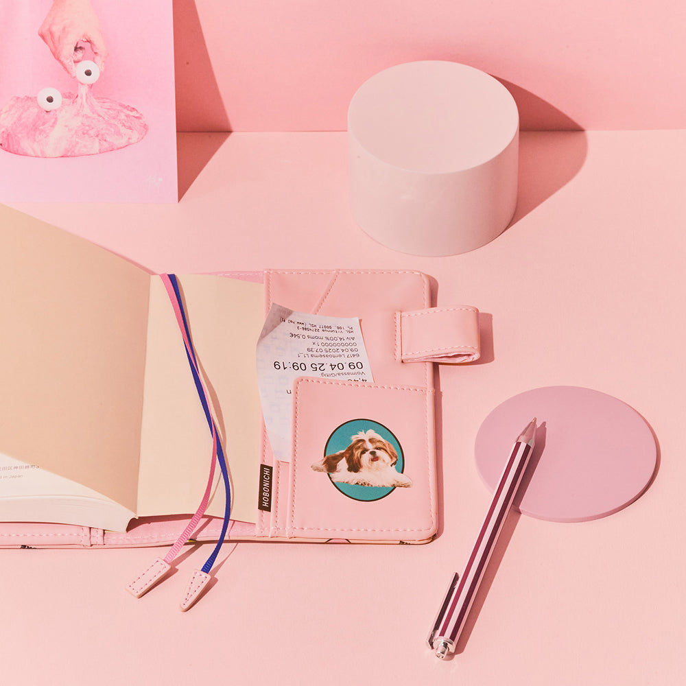 Hobonichi 2026 A6 Techo Book & Cover Set - Candy Stripper: Random Dog & Cat (Pink) (English)