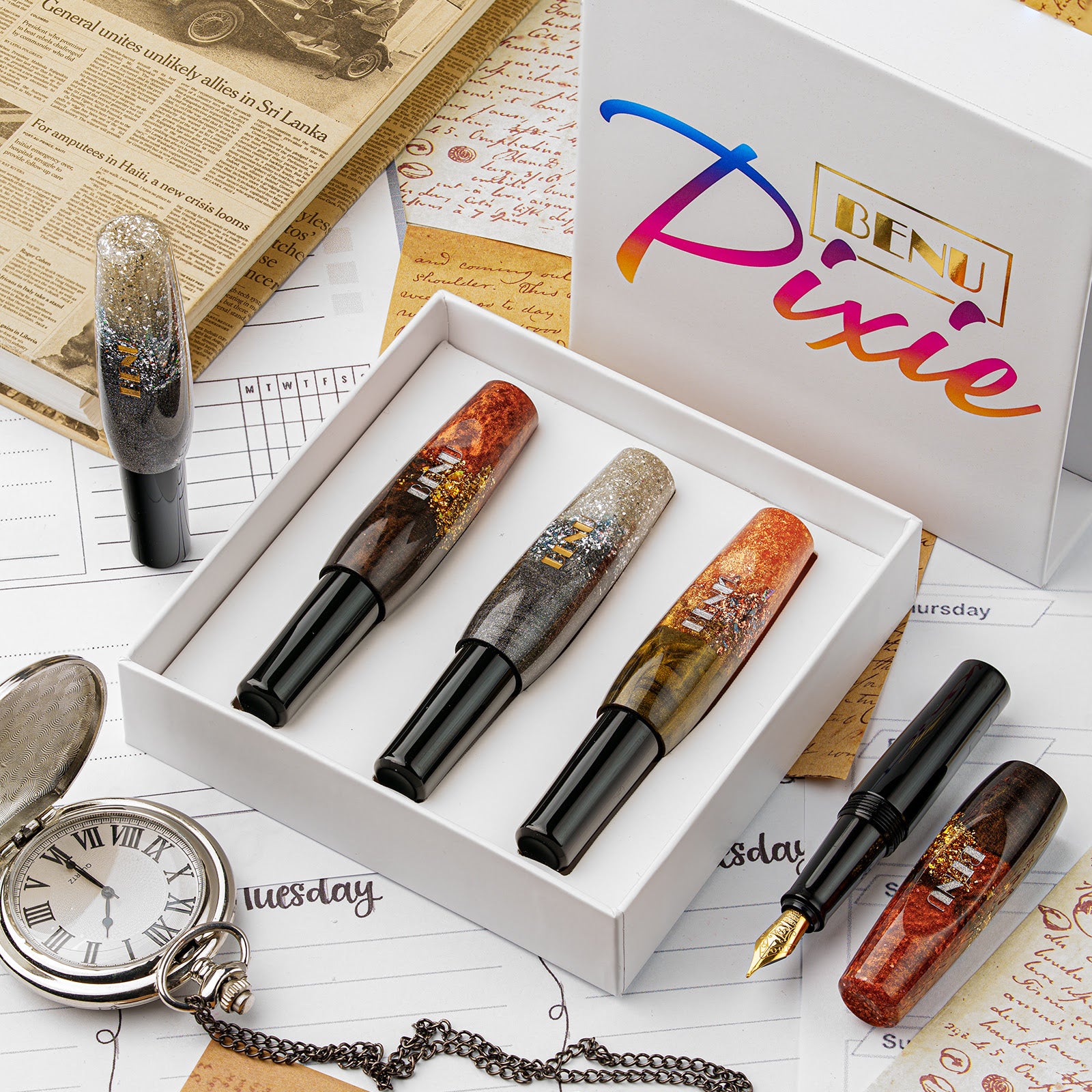 BENU Pixie Metallic Dust Fountain Pen Set (Set of 3) – Dromgoole's Fine ...