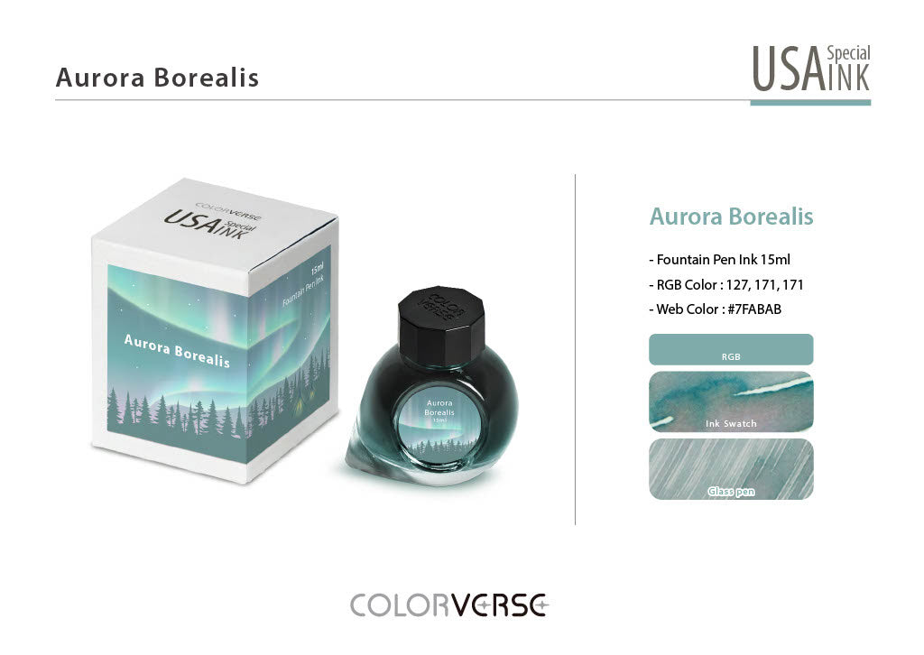 Colorverse Aurora Borealis (15ml) Bottled Ink (USA Special Series, Alaska)