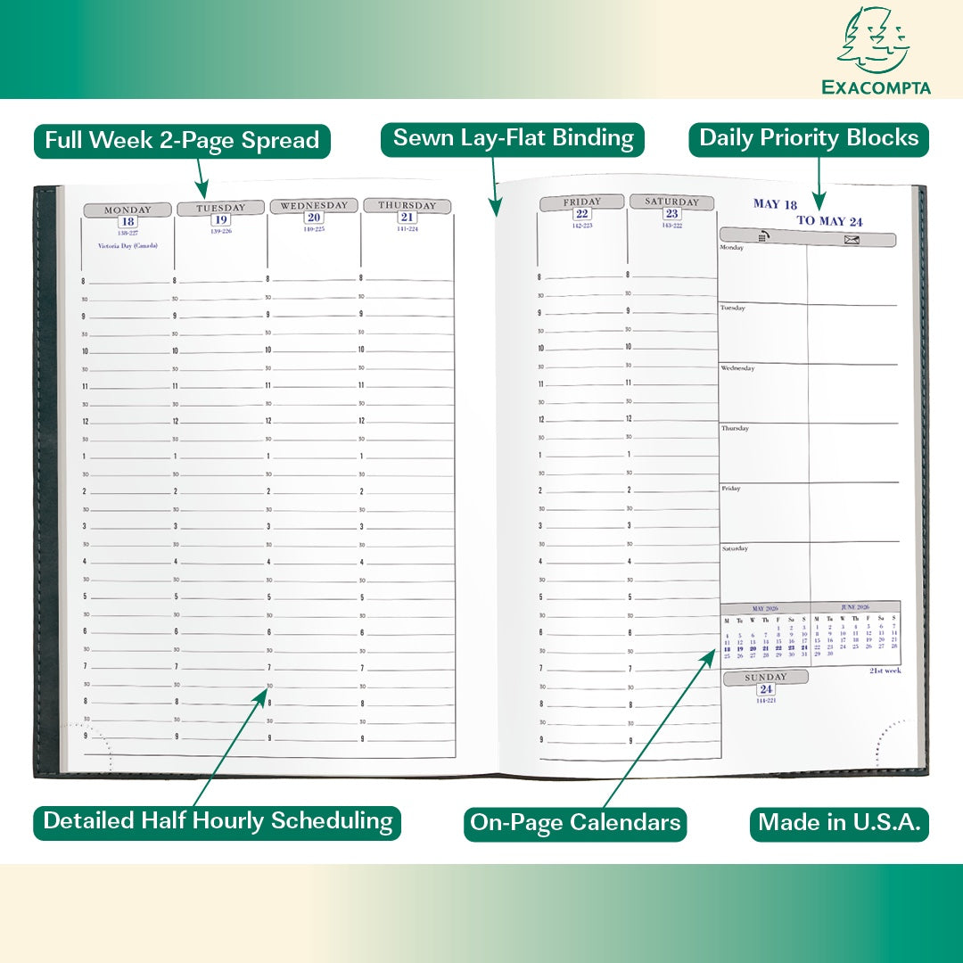 Quo Vadis 2026 Visual Weekly Planner - Texas Black