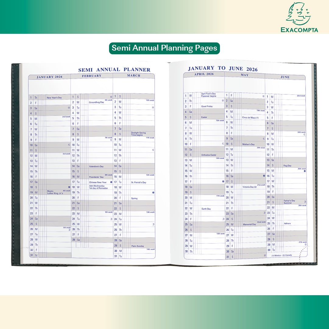 Quo Vadis 2026 Visual Weekly Planner - Texas Black