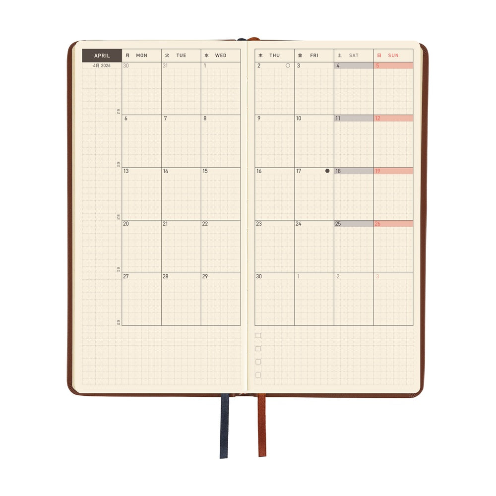 Hobonichi 2026 Weeks - Leather: Wine Brown