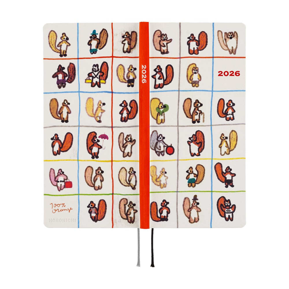 Hobonichi 2026 Weeks - 100%ORANGE: Squirrel's Moving Day