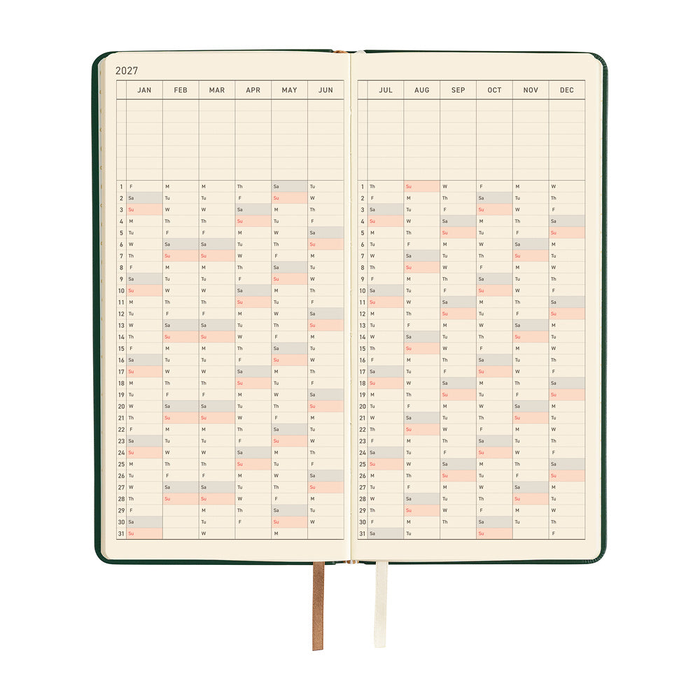 Hobonichi 2027 Weeks - Leather: Forest Green