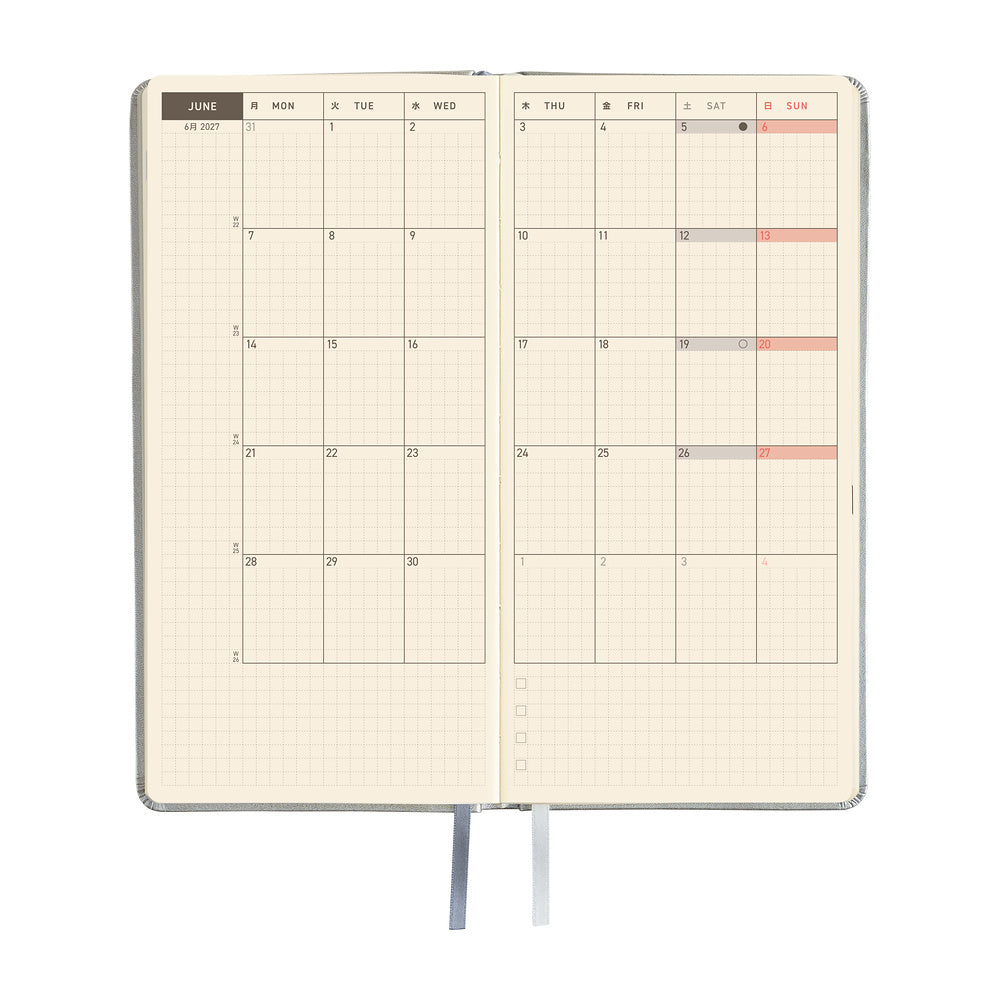 Hobonichi 2027 Weeks - Leather: Noble Silver