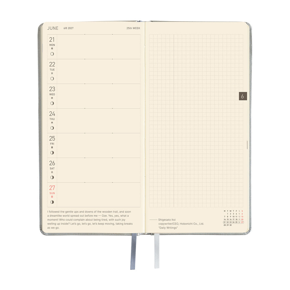 Hobonichi 2027 Weeks - Leather: Noble Silver