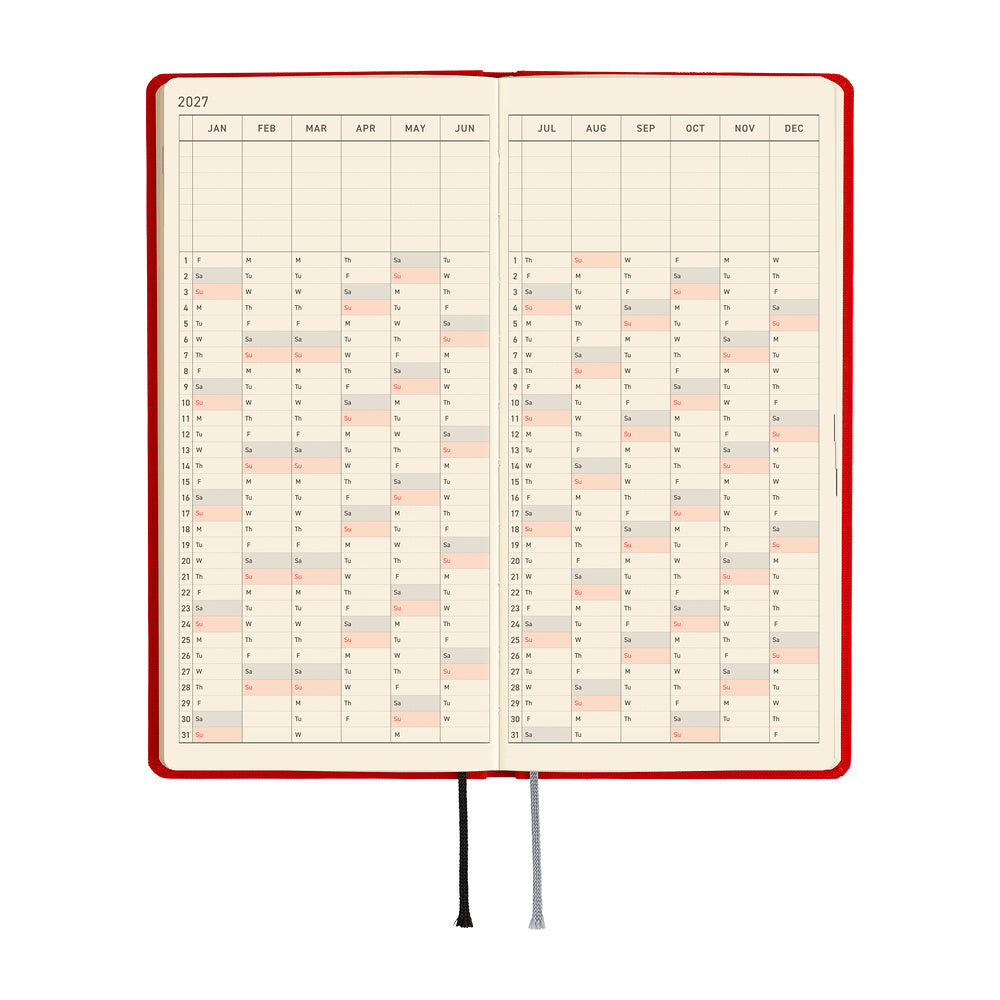Hobonichi 2027 Weeks - Colors: Poppy Red