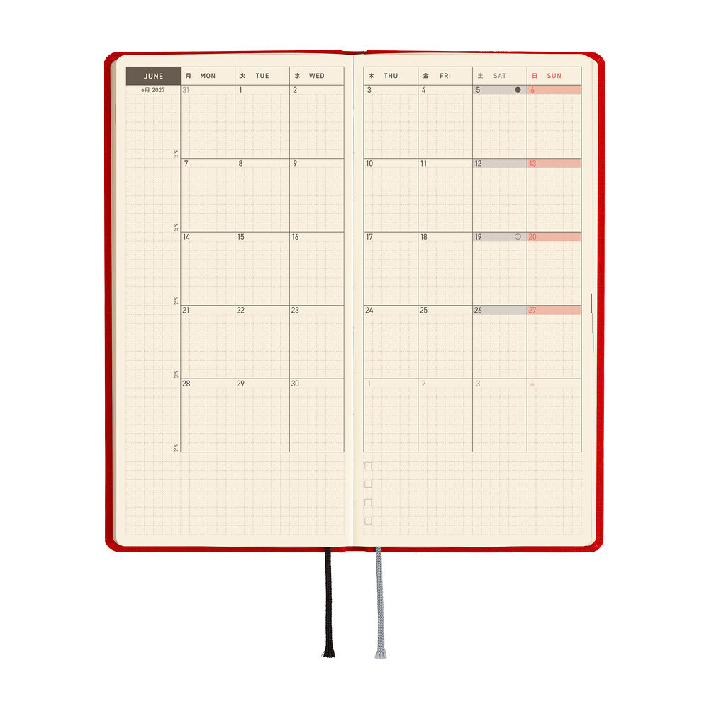 Hobonichi 2027 Weeks MEGA - Colors: Poppy Red
