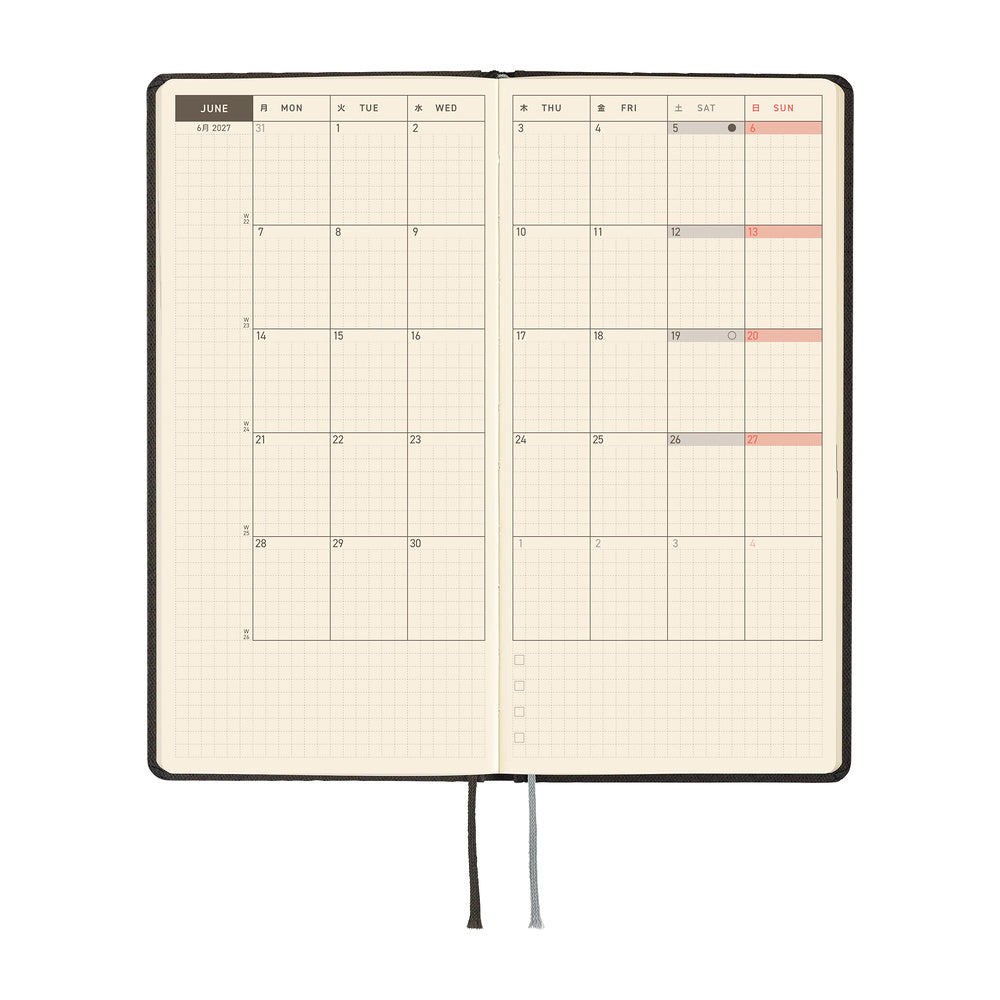 Hobonichi 2027 Weeks - Paper Series: Black Argyle
