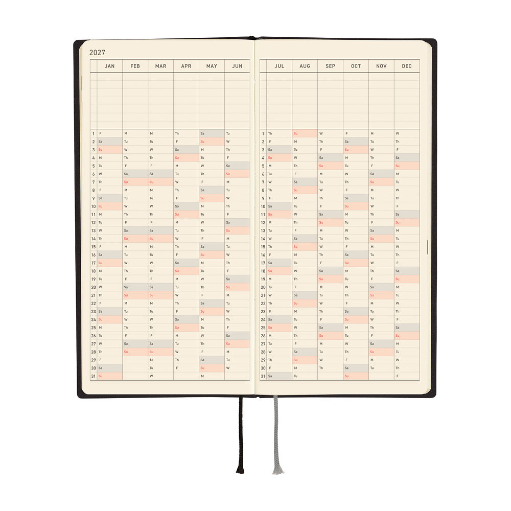 Hobonichi 2027 Weeks - White Line: Black