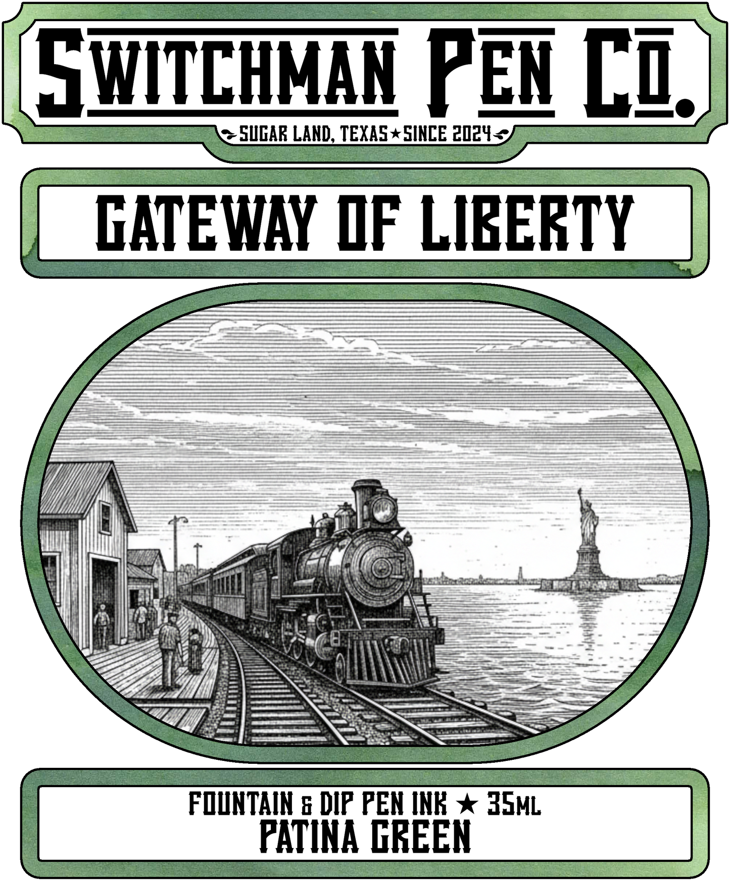 Switchman Pen Company Bottled Ink (35ml) - Gateway of Liberty: Patina Green