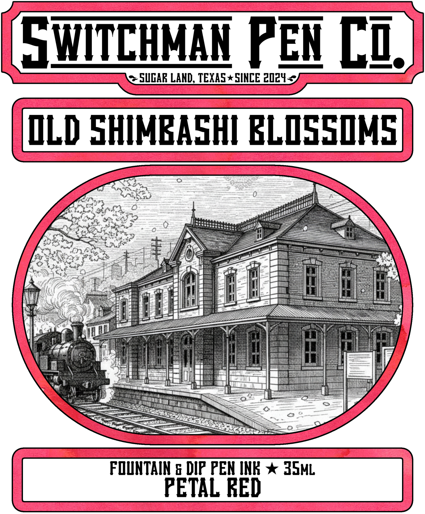Switchman Pen Company Bottled Ink (35ml) - Old Shimbashi Blossoms: Petal Red
