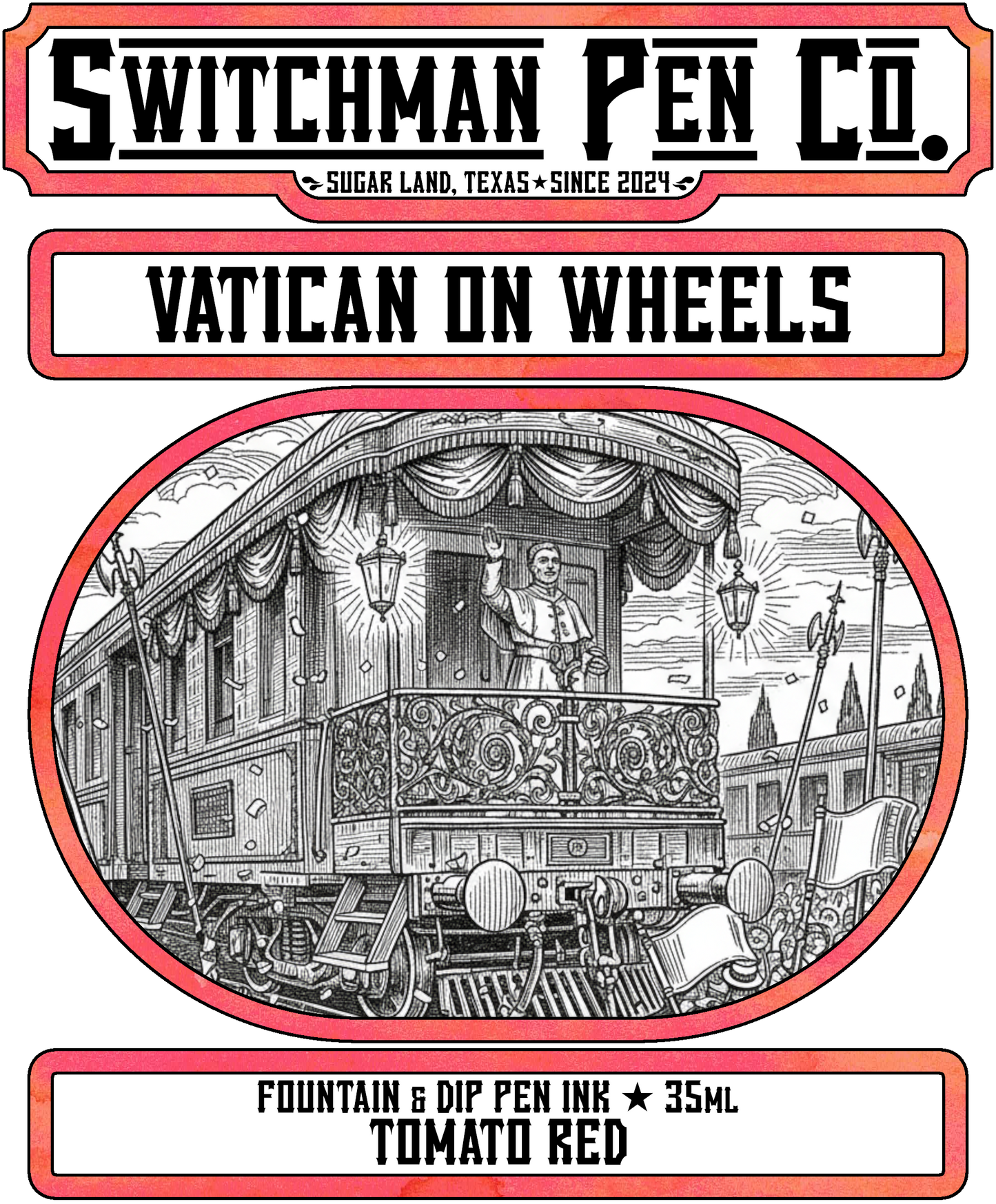 Switchman Pen Company Bottled Ink (35ml) - Vatican on Wheels: Tomato Red