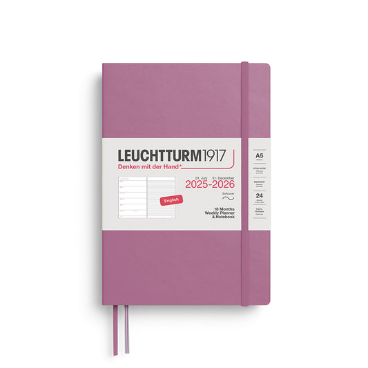 Leuchtturm1917 2025-2026 A5 Softcover 18 Month Weekly Planner & Notebook - Dusty Rose