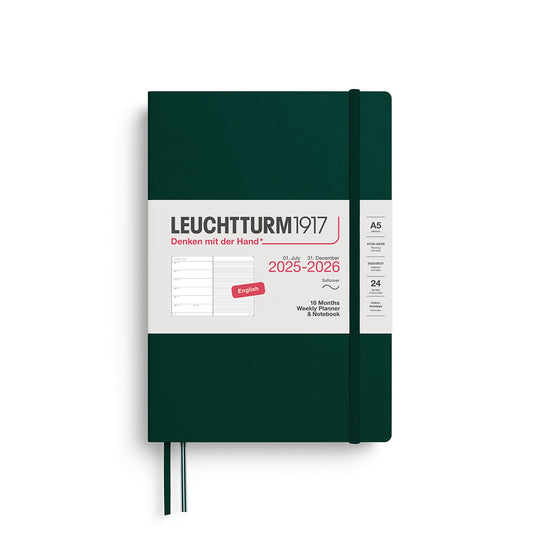 Leuchtturm1917 2025-2026 A5 Softcover 18 Month Weekly Planner & Notebook - Forest Green