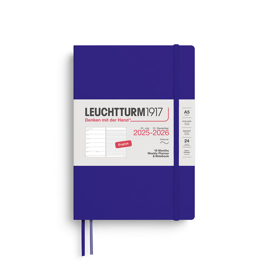 Leuchtturm1917 2025-2026 A5 Softcover 18 Month Weekly Planner & Notebook - Ink