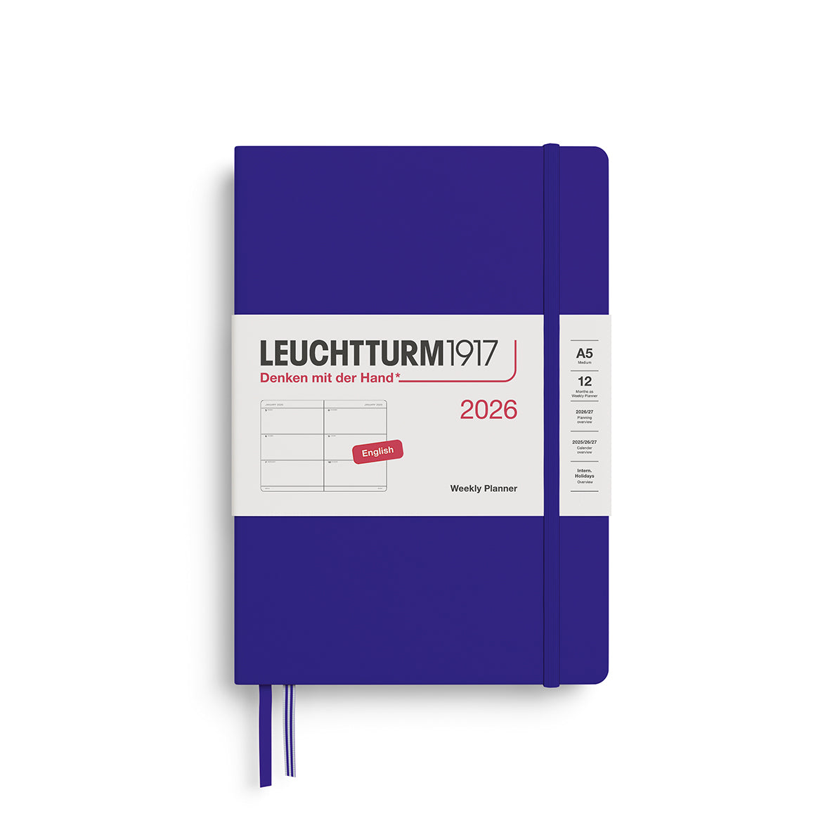 Leuchtturm1917 2026 A5 Hardcover Weekly Planner - Ink