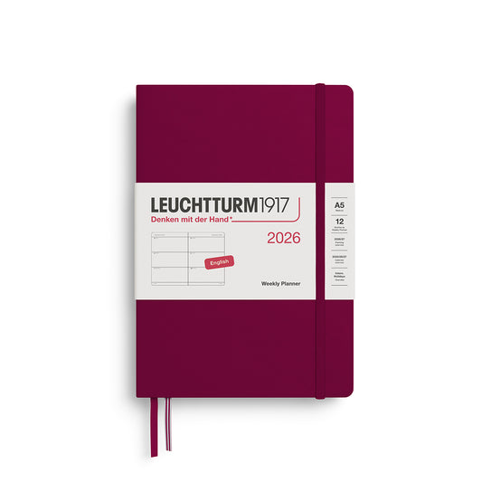 Leuchtturm1917 2026 A5 Hardcover Weekly Planner - Port Red