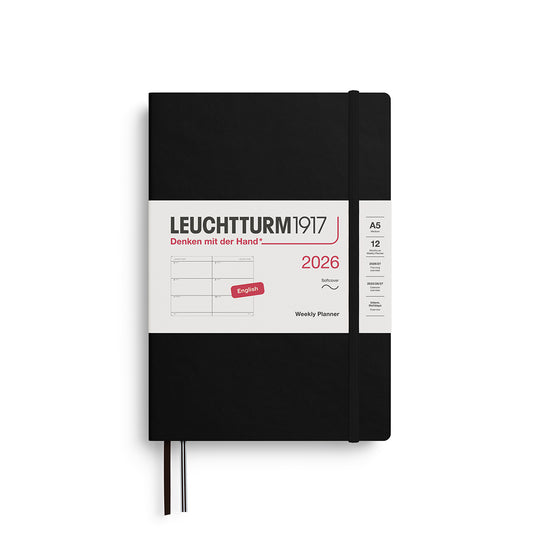 Leuchtturm1917 2026 A5 Medium Softcover Weekly Planner - Black