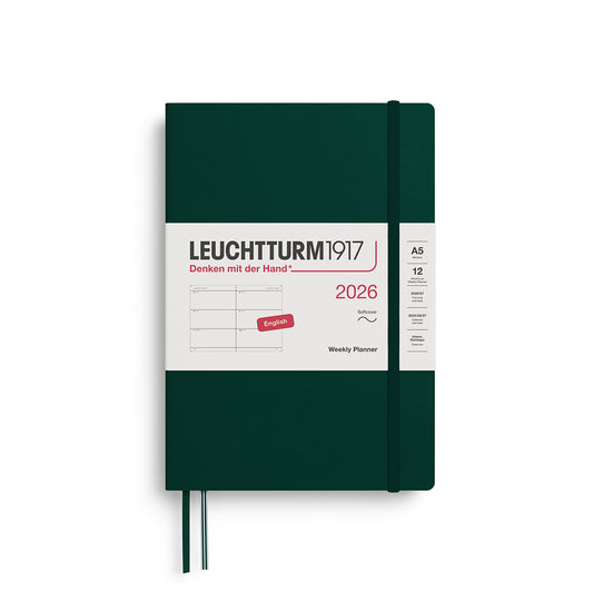 Leuchtturm1917 2026 A5 Medium Softcover Weekly Planner - Forest Green
