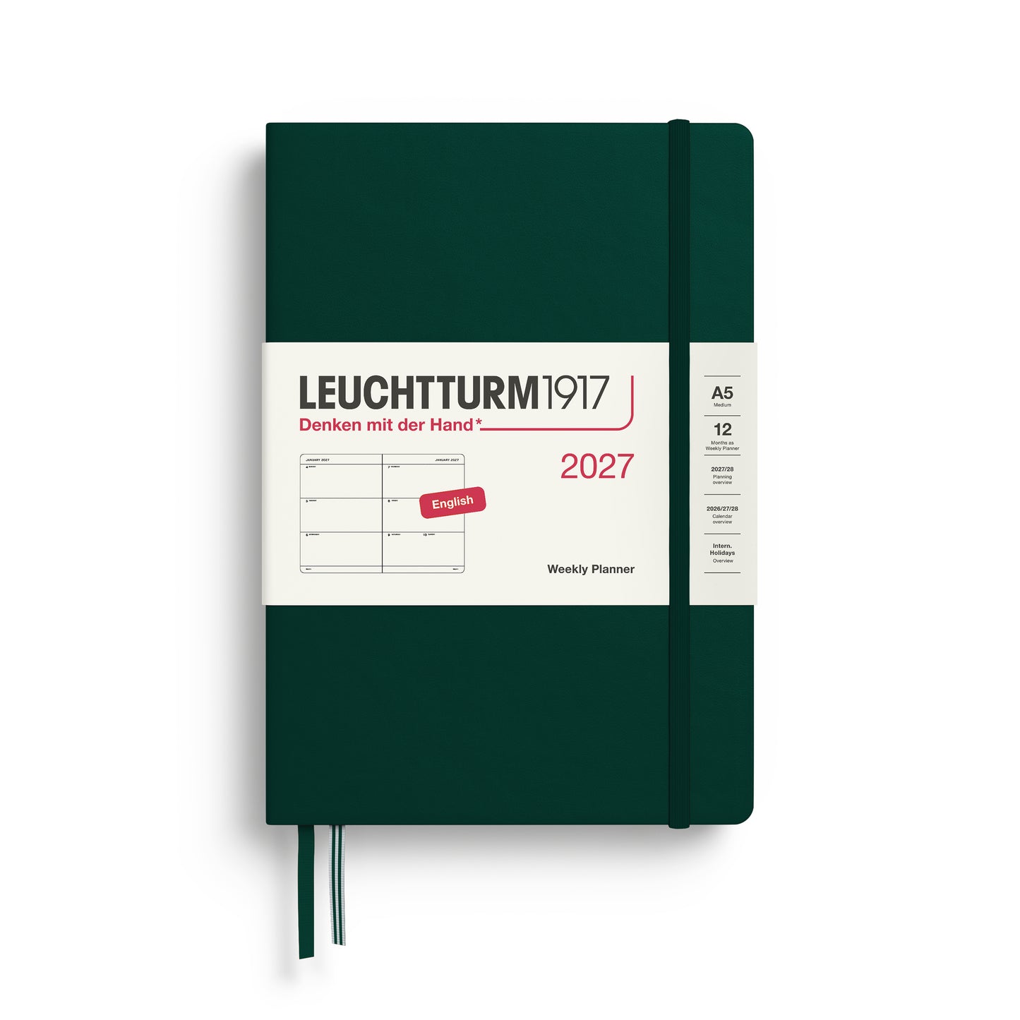 Leuchtturm1917 2027 A5 Medium Hardcover Weekly Planner - Forest Green