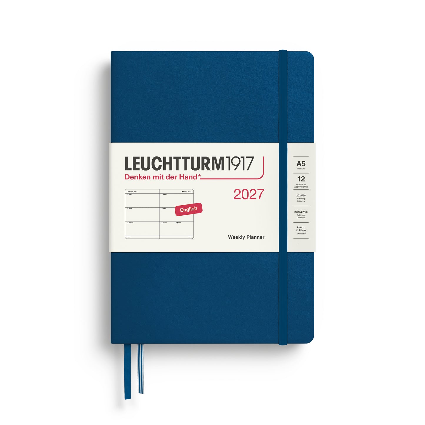 Leuchtturm1917 2027 A5 Medium Hardcover Weekly Planner - Indigo