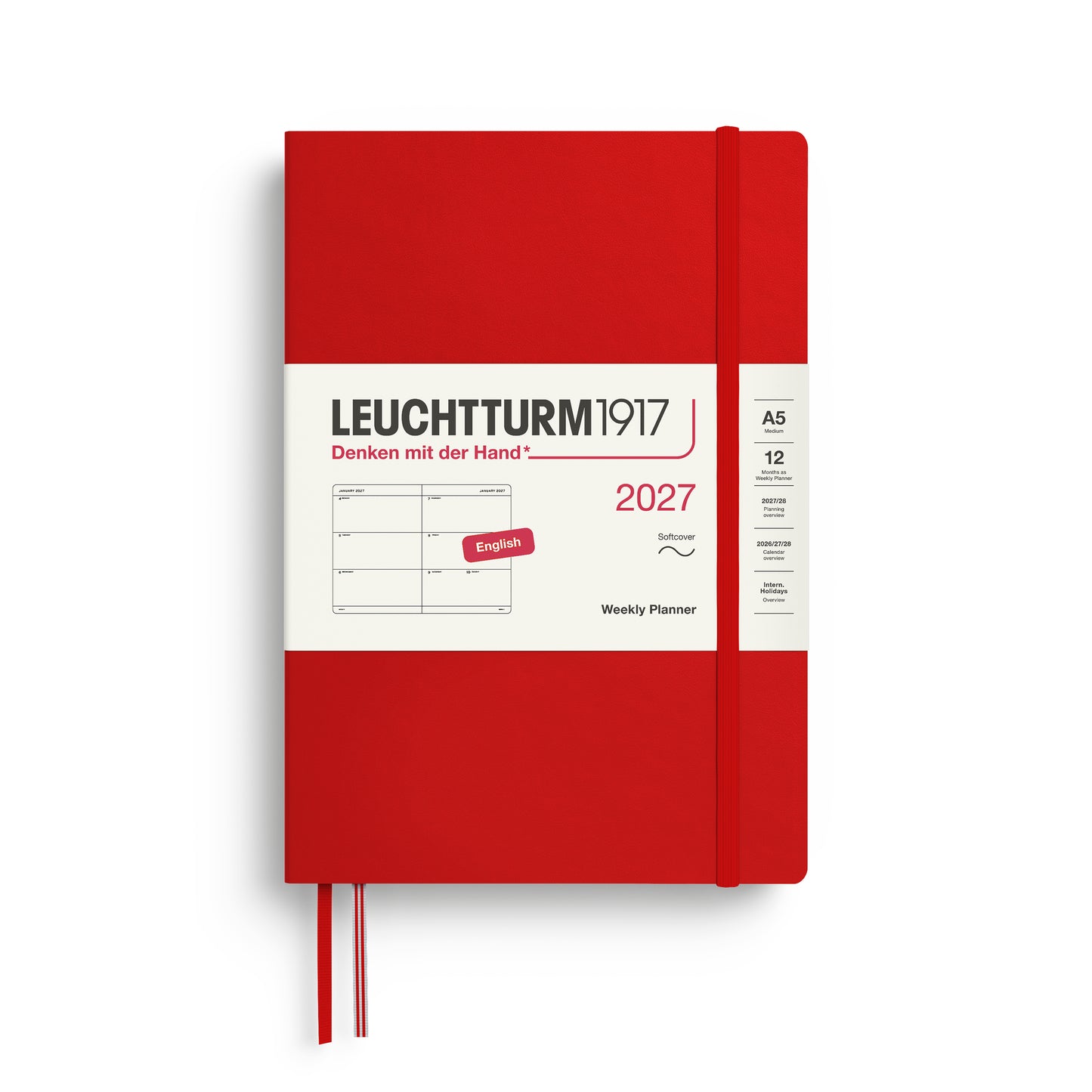 Leuchtturm1917 2027 A5 Medium Softcover Weekly Planner - Cherry