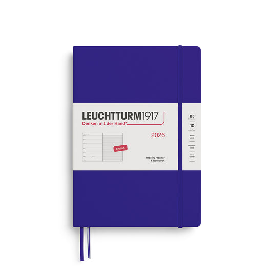 Leuchtturm1917 2026 B5 Hardcover Weekly Planner with Notebook Composition - Ink