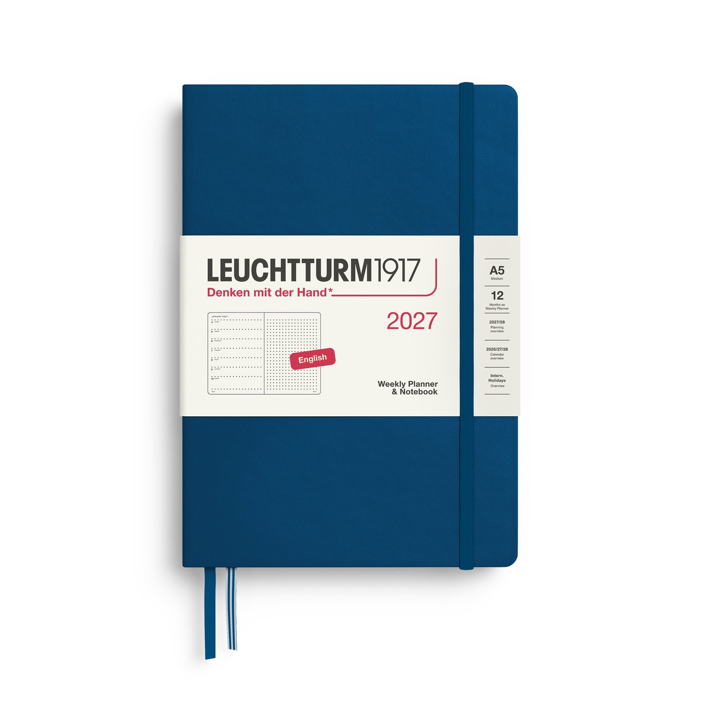 Leuchtturm1917 2027 A5 Medium Hardcover Weekly Planner & Dotted Notebook - Indigo