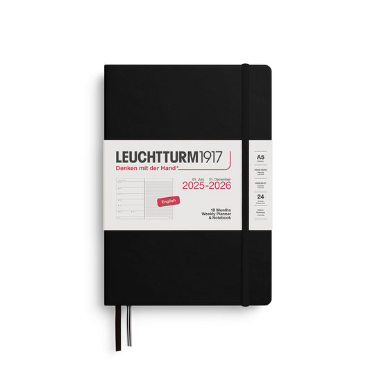 Leuchtturm1917 2025-2026 A5 18 Month Weekly Planner & Notebook - Black