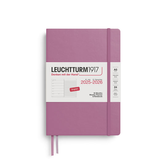 Leuchtturm1917 2025-2026 A5 18 Month Weekly Planner & Notebook - Dusty Rose