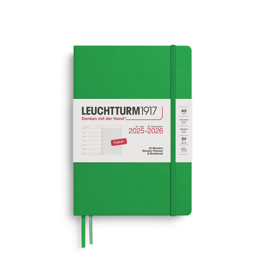 Leuchtturm1917 2025-2026 A5 18 Month Weekly Planner & Notebook - Spring Leaf