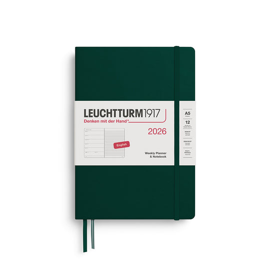 Leuchtturm1917 2026 A5 Weekly Planner and Notebook - Forest Green