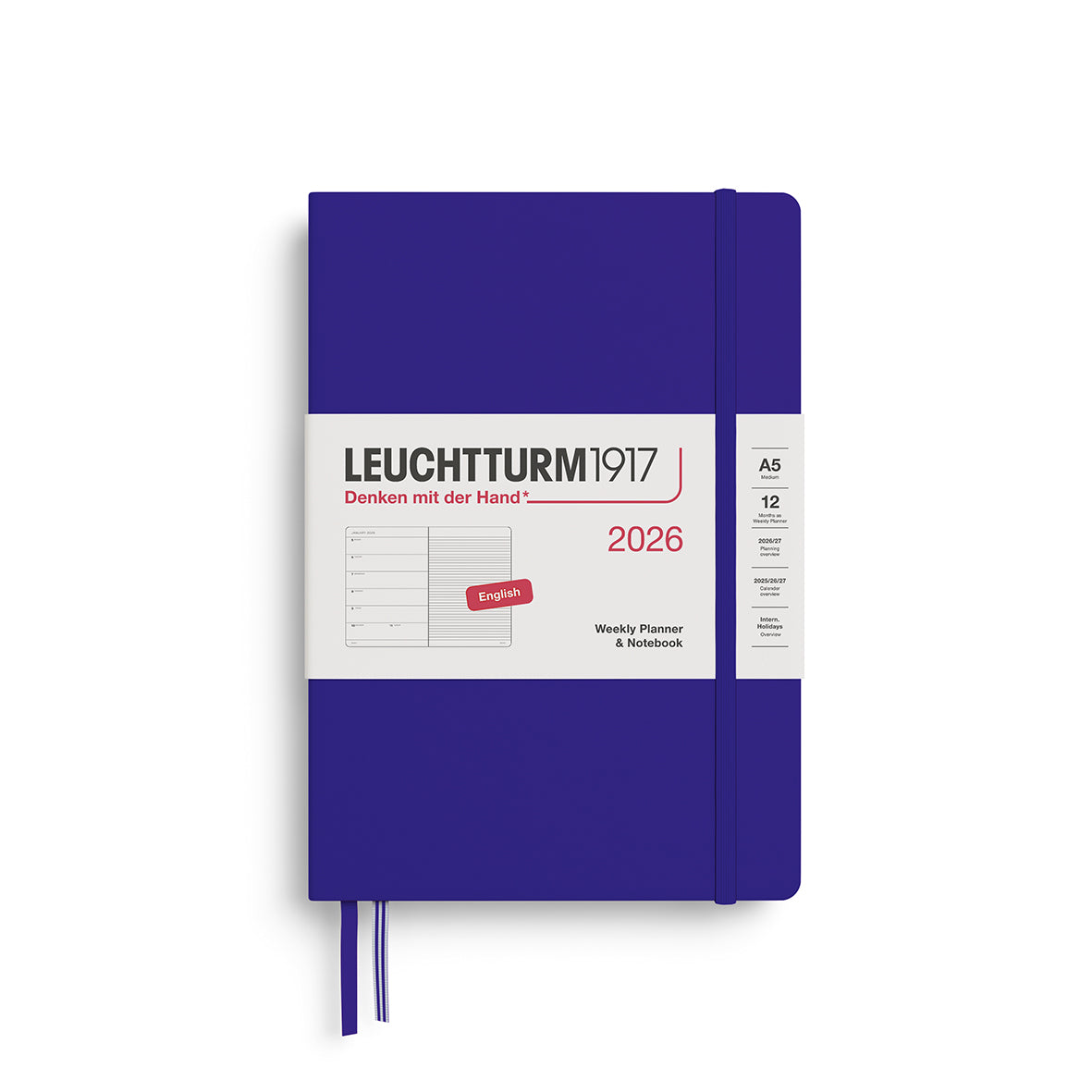 Leuchtturm1917 2026 A5 Weekly Planner and Notebook - Ink